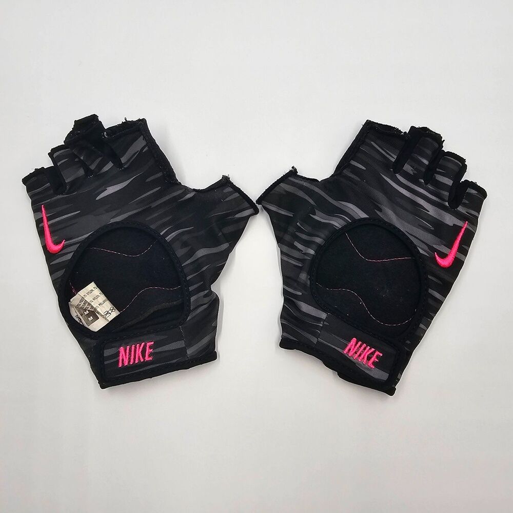 Nike Womens Half Finger Gym Weight Lifting Training Gloves Padded Palms Camo M